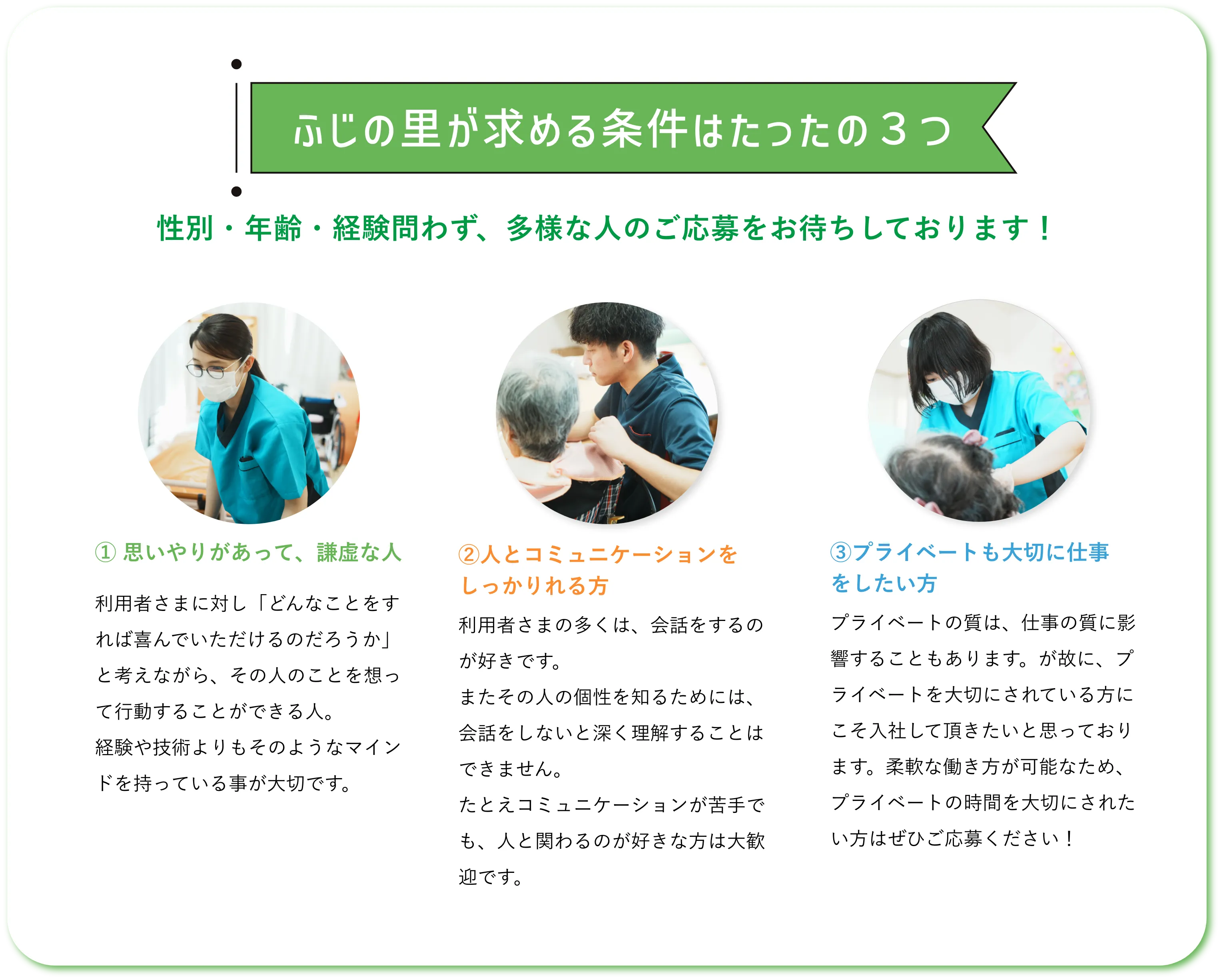 ふじの里が求める条件